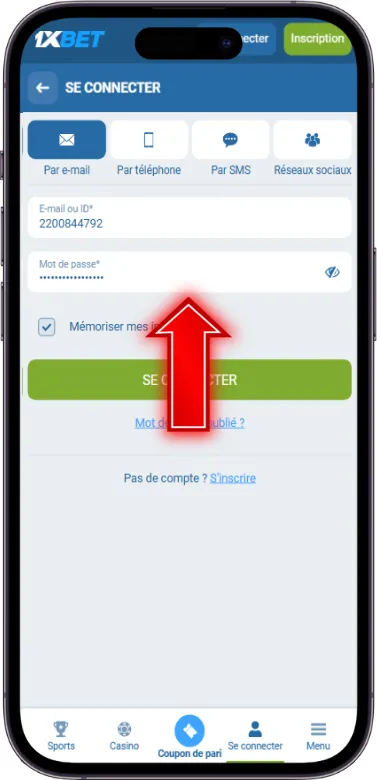 1xbet informations de connexion