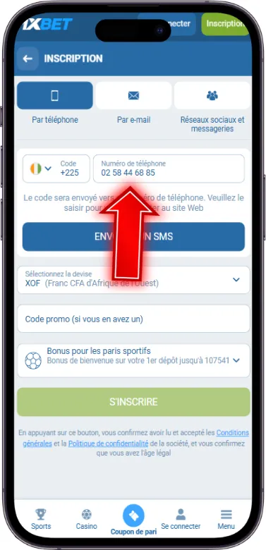 1xbet saisie de données