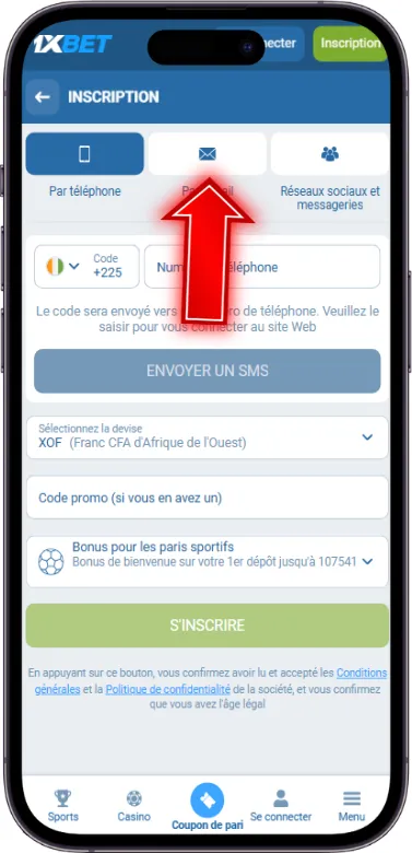 1xbet types de registre
